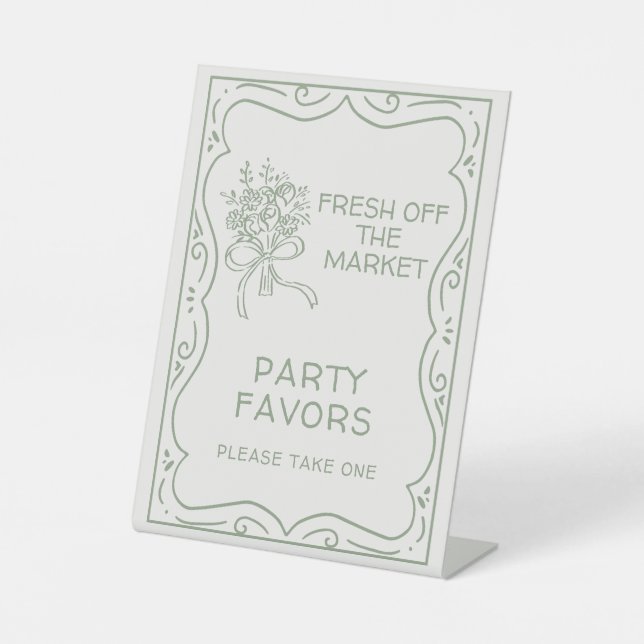 Signe De Table Mariage Fantaisiste Vert Frais du Marché Enterreme (Recto)