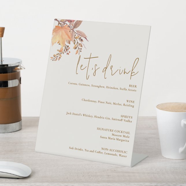Signe De Table Mariage Fleur Bohème Moderne Rustique d'Automne  (In SItu)