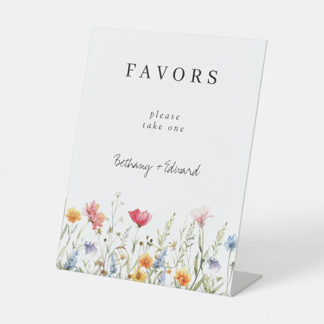 Signe De Table Mariage Fleur sauvage coloré Faveurs (Recto)