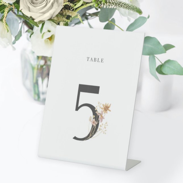 Signe De Table Mariage Fleur sauvage d'aquarelle Numéro de tablea (Créateur téléchargé)