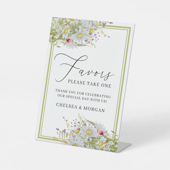 Signe De Table Mariage fleur sauvage Favoriser personnalisable (Recto)