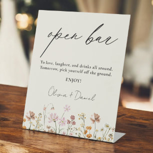 Signe De Table Mariage fleur sauvage Meadow Open Bar