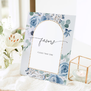 Signe De Table Mariage floral bleu poussiéreux Favoriser s'il vou