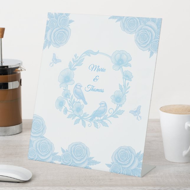 Signe De Table Mariage Floral Bleu Romantique  (In SItu)