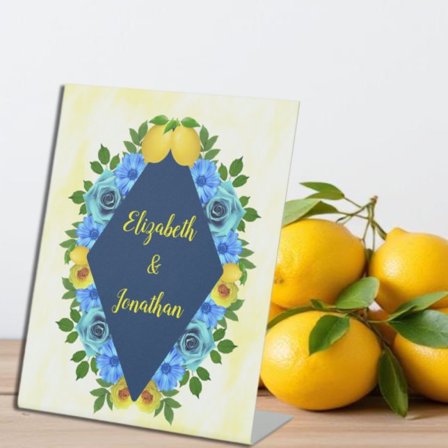 Signe De Table Mariage floral citron soleil (Créateur téléchargé)