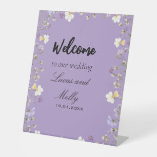 Signe De Table Mariage floral d'été Fleur sauvage violette 