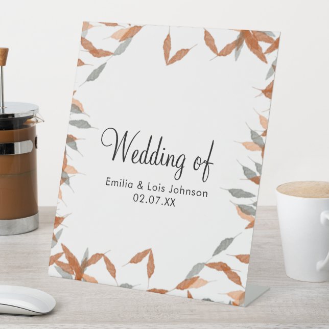 Signe De Table Mariage flottant de Pampas à feuilles molles rusti (In SItu)