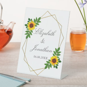 Signe De Table Mariage géométrique tournesol