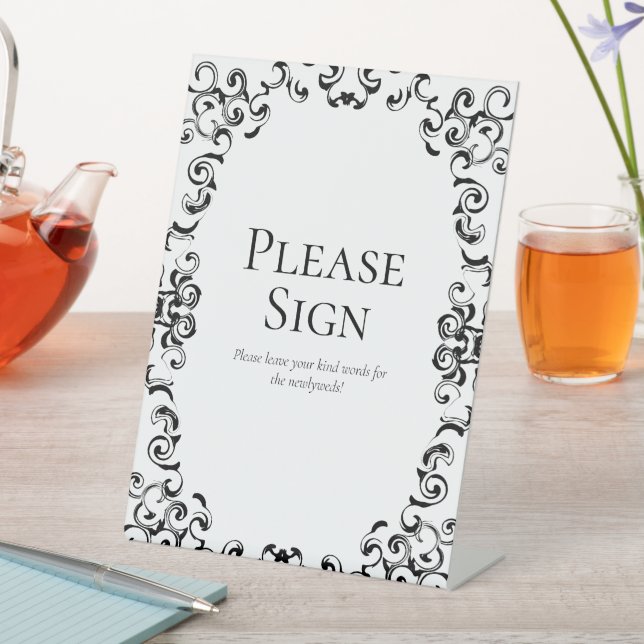 Signe De Table Mariage gothique noir et blanc (In SItu)