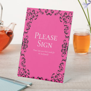 Signe De Table Mariage gothique noir rose