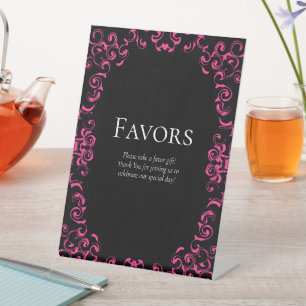 Signe De Table Mariage gothique noir rose