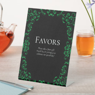 Signe De Table Mariage gothique noir vert