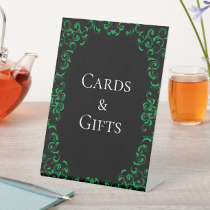 Signe De Table Mariage gothique vert et noir