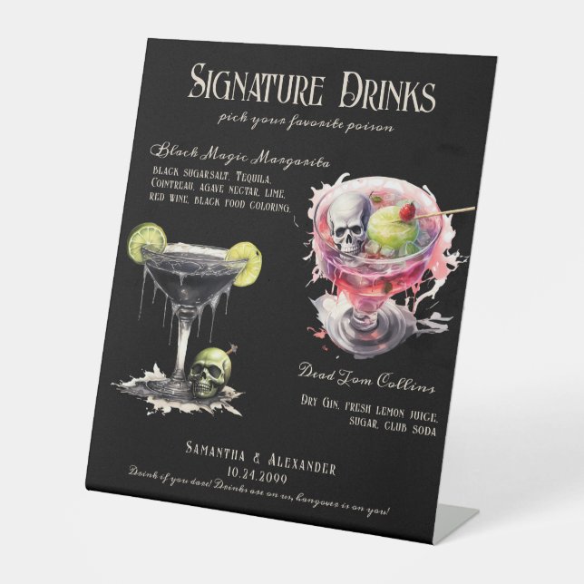 Signe De Table Mariage gothique Whimsigoth 3 Signature Boissons S (Recto)