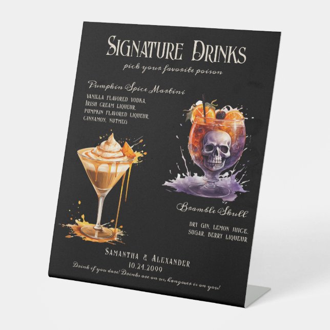 Signe De Table Mariage gothique Whimsigoth 5 Signature Boissons S (Recto)