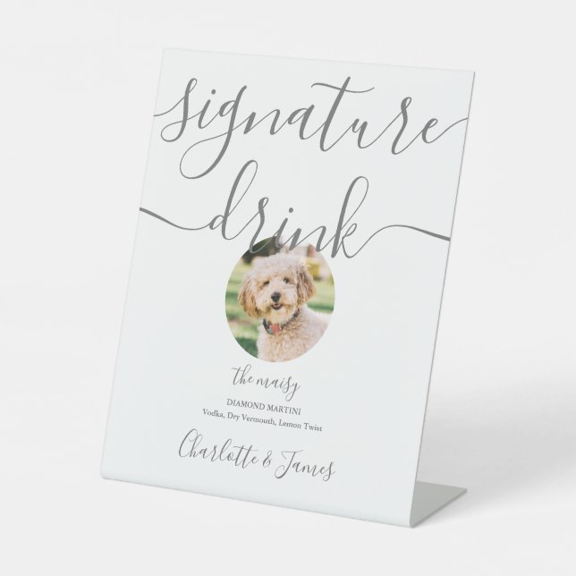 Signe De Table Mariage gris Signature pour animal de compagnie Bo (Recto)