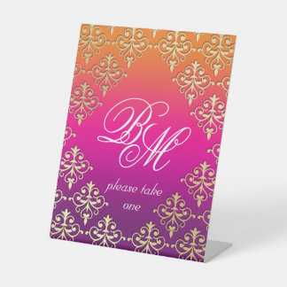 Signe De Table Mariage indien rose violet orange 