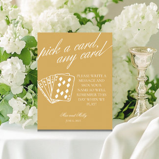 Signe De Table Mariage Jaune moderne Jouer Cartes Signal Piédesta