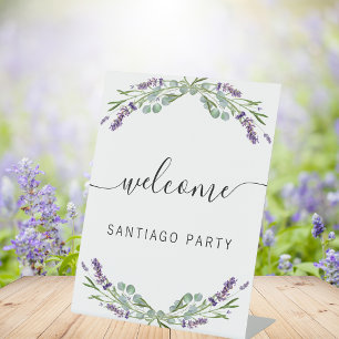 Signe De Table Mariage lavender nom script bienvenue