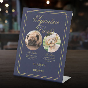 Signe De Table Mariage Marine Et Or Pet Chien Signature Boissons