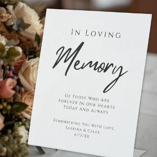 Signe De Table Mariage Mémorial Moderne Noir Et Blanc