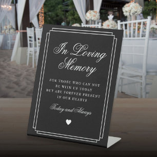 Signe De Table Mariage Mémorial Noir Et Blanc En Souvenir