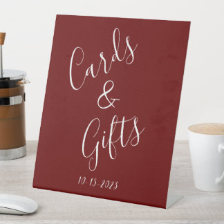 Signe De Table Mariage minimaliste bordeaux et blanc