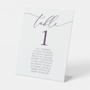 Signe De Table Mariage minimaliste de prune violette Numéro de ta