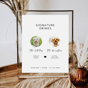 Signe De Table Mariage minimaliste de signature chien chien