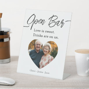 Signe De Table Mariage Moderne Script Bar Ouvert Photo