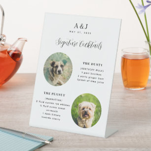 Signe De Table Mariage moderne Signature Cocktail Menu Deux Photo