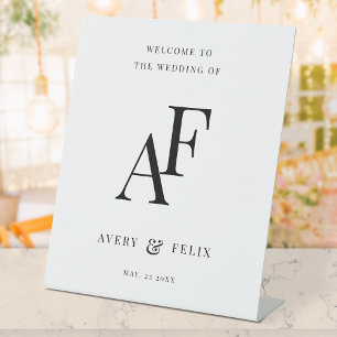 Signe De Table Mariage Monogram Élégant minimaliste Accueil