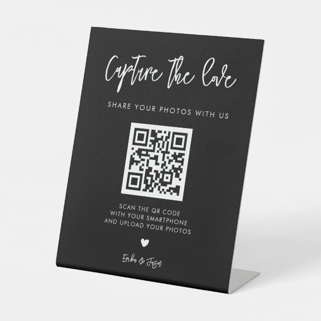 Signe De Table Mariage noir contemporain Capter l'amour (Recto)