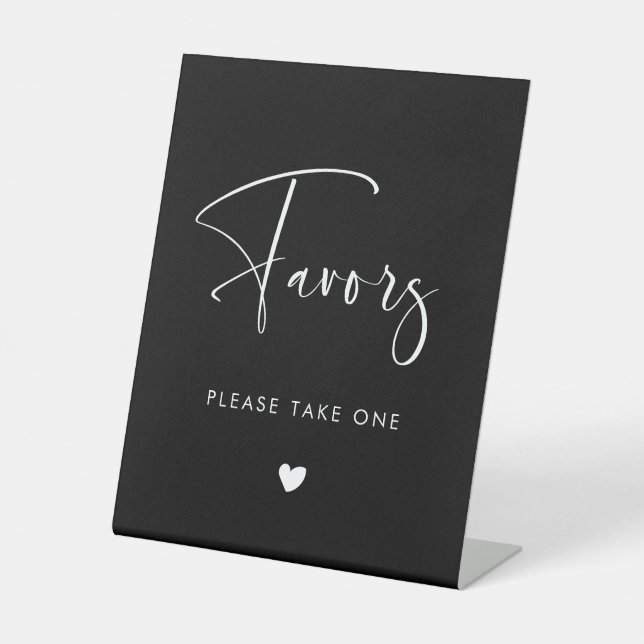 Signe De Table Mariage noir élégant et moderne Faveurs (Recto)
