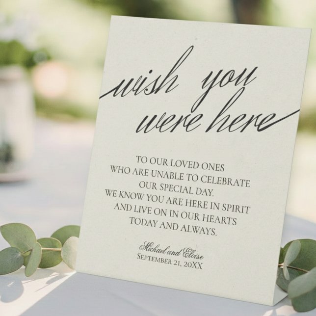 Signe De Table Mariage Noir et Blanc En Souvenir Affectueux (Honor the loved ones who are forever in your heart with this In Loving Memory Sign!)