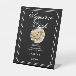 Signe De Table Mariage noir et blanc Signature pour animaux de co