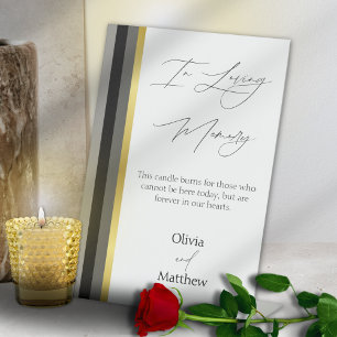 Signe De Table Mariage Noir Gris Or Rayure En Souvenir Affectueux