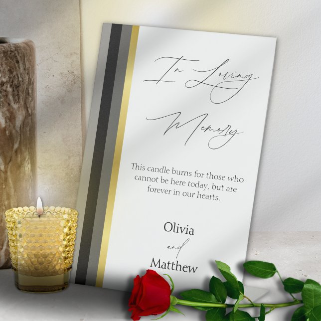 Signe De Table Mariage Noir Gris Or Rayure En Souvenir Affectueux (Créateur téléchargé)