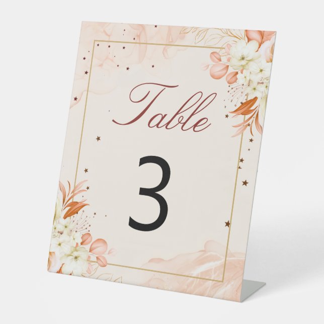 Signe De Table Mariage Nuit Étoilée Terracotta Orange (Recto)