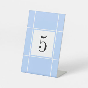 Signe De Table Mariage nuptial bleu et blanc simple Numéro de tab