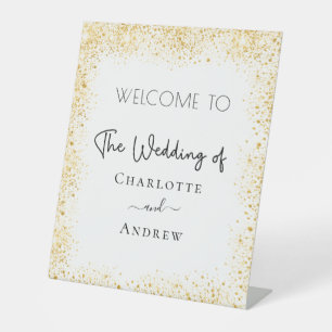 Signe De Table Mariage or blanc éclat bienvenue