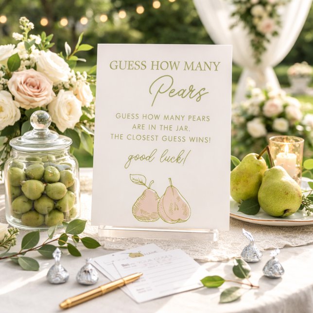 Signe De Table Mariage Parfait aux Poires : Devinez combien de po (Créateur téléchargé)