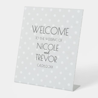 Signe De Table Mariage personnalisable Rétro Polkadots Bienvenue