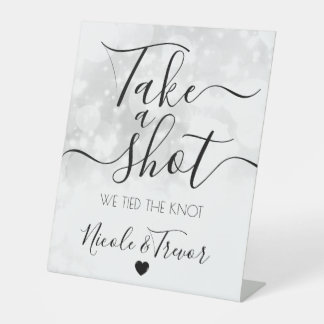 Signe De Table Mariage personnalisé Bokeh blanc Tire un coup