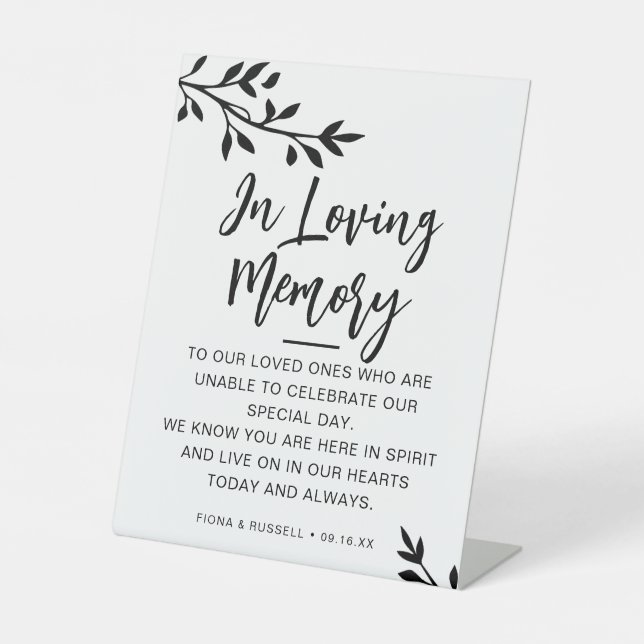 Signe De Table Mariage Personnalisé En Mémoire Affectueuse (Recto)