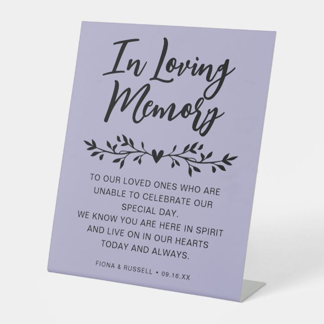 Signe De Table Mariage Personnalisé En Mémoire Affectueuse (Recto)