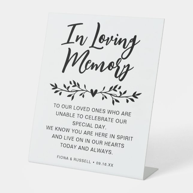 Signe De Table Mariage Personnalisé En Mémoire Affectueuse (Recto)