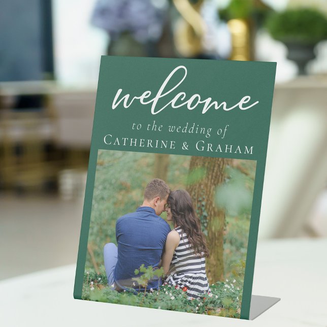 Signe De Table Mariage photo Emerald Green Fiançailles Bienvenue (Créateur téléchargé)