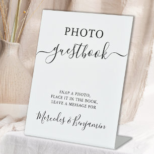 Signe De Table Mariage Photo Livre d'Invité Calligraphie moderne