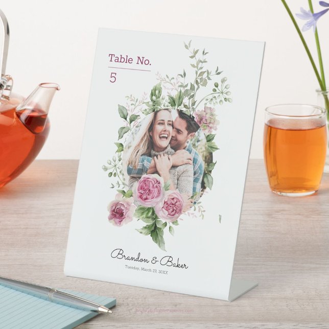 Signe De Table Mariage photo romantique élégant Numéros de tablea (Elevate your tables with timeless romance. adds a personalized touch to every moment.)